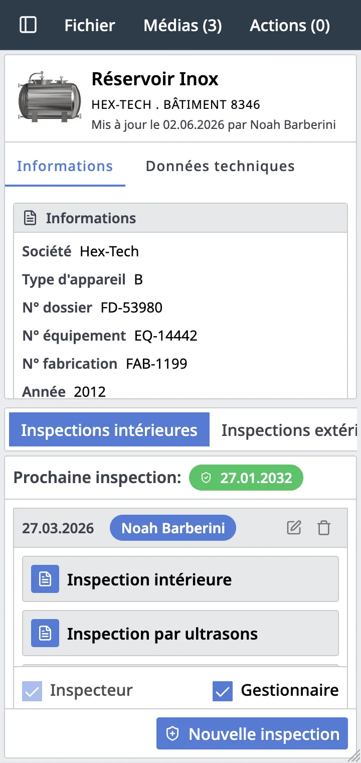 Equipment record
